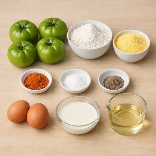 Ingredients for Crispy Cajun Fried Green Tomatoes