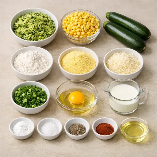 Ingredients for Crispy Corn and Zucchini Fritters