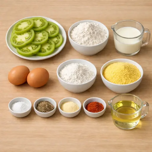 Ingredients for Crispy Cornmeal Fried Green Tomatoes