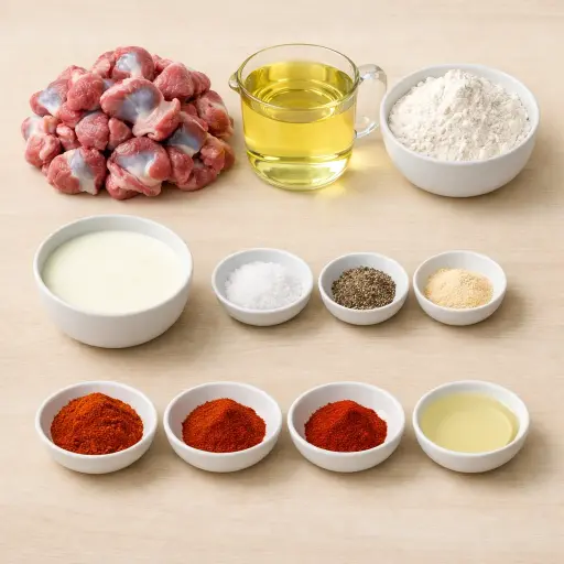 Ingredients for Crispy Fried Chicken Gizzards