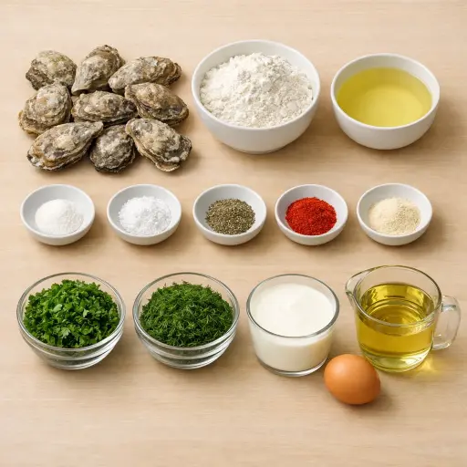 Ingredients for Crispy Herb-Battered Oysters