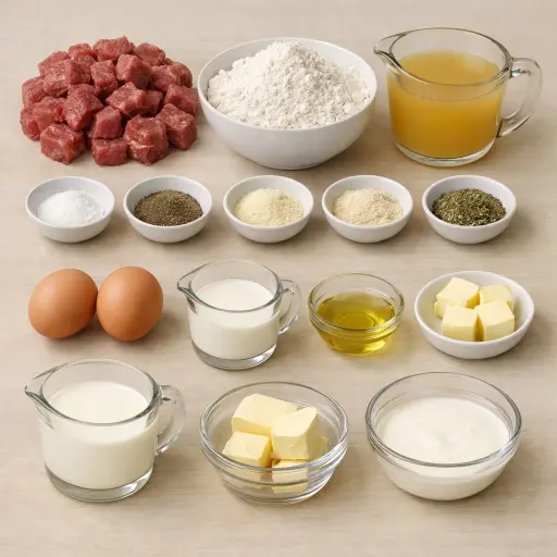 Ingredients for Crispy Herb Chicken Fried Steak
