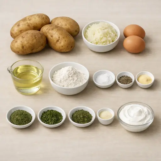 Ingredients for Crispy Herb-Infused German Potato Pancakes