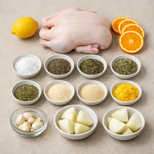 Ingredients for Crispy Herb-Infused Roast Duck