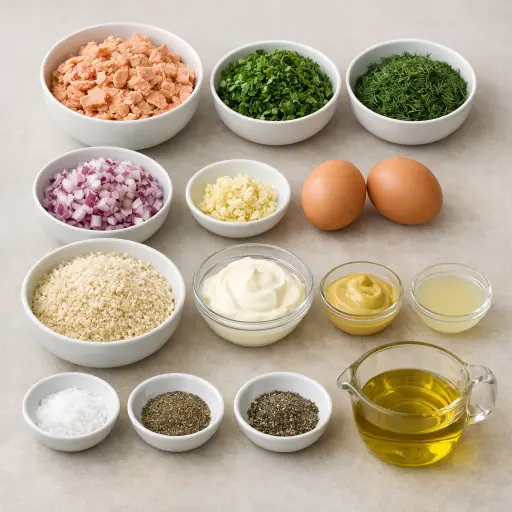Ingredients for Crispy Herb-Infused Salmon Croquettes