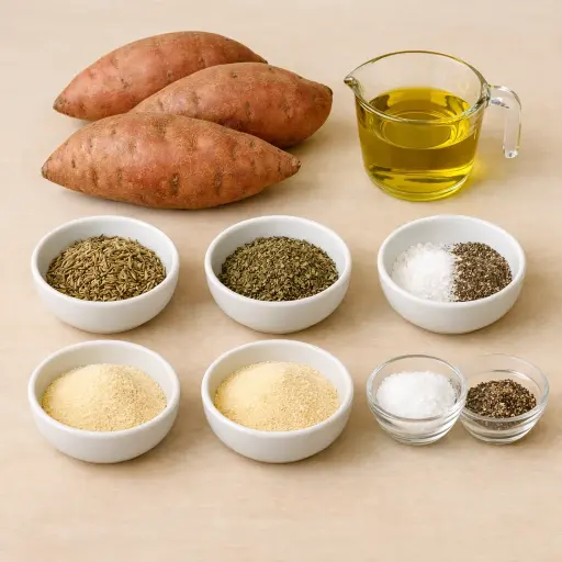 Ingredients for Crispy Herb-Infused Sweet Potatoes