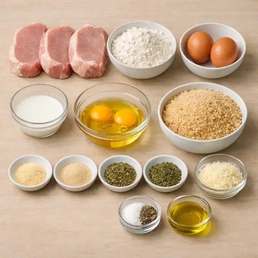Ingredients for Crispy Herb-Parmesan Pork Chops