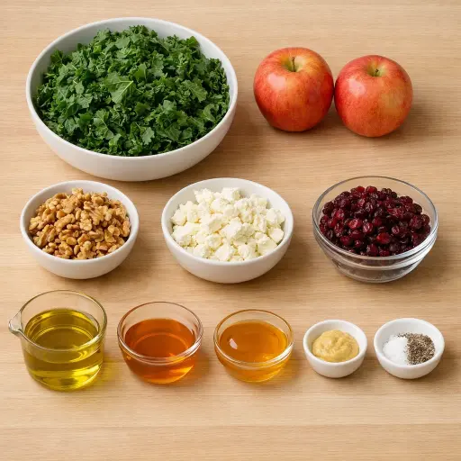 Ingredients for Crispy Kale and Apple Salad