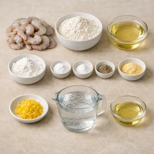 Ingredients for Crispy Lemon-Garlic Battered Shrimp