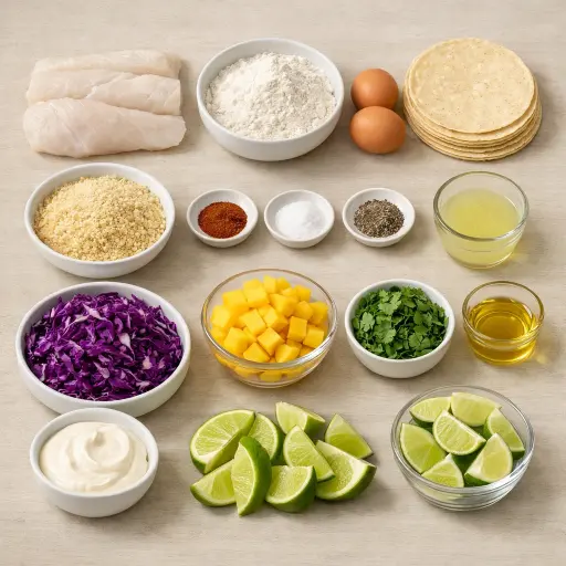 Ingredients for Crispy Lime-Chipotle Fish Tacos