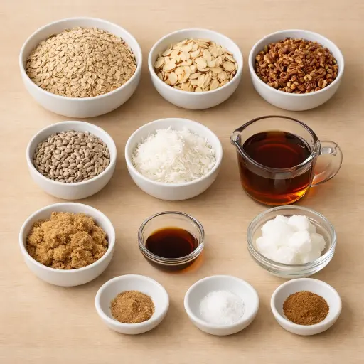 Ingredients for Crispy Maple Almond Granola