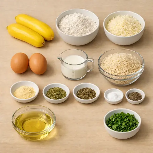 Ingredients for Crispy Parmesan Herb Fried Yellow Squash