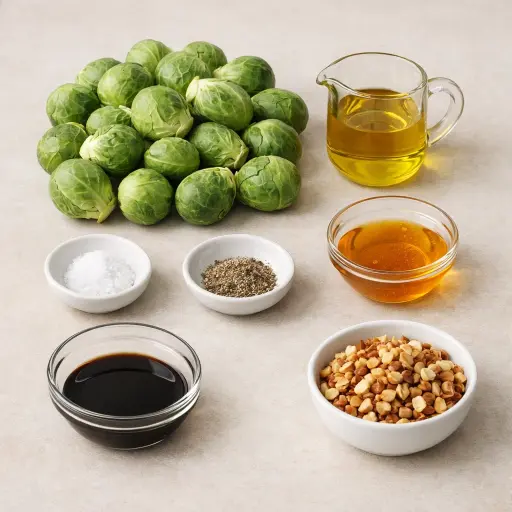 Ingredients for Crispy Roasted Brussel Sprouts with Honey Balsamic Glaze