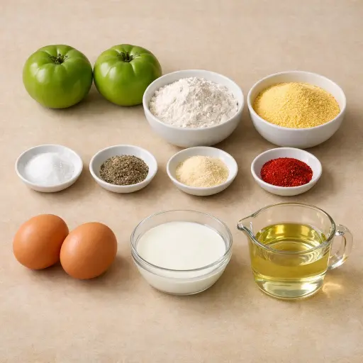 Ingredients for Crispy Southern Fried Green Tomatoes
