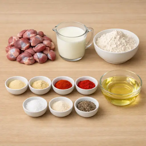 Ingredients for Crispy Southern-Style Chicken Gizzards