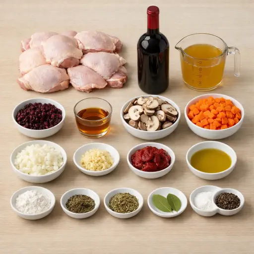 Ingredients for Crock Pot Coq au Vin with Cranberries
