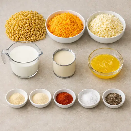 Ingredients for Crockpot Mac and Cheese