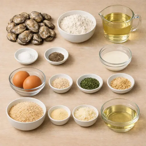 Ingredients for Crunchy Herb-Crusted Fried Oysters
