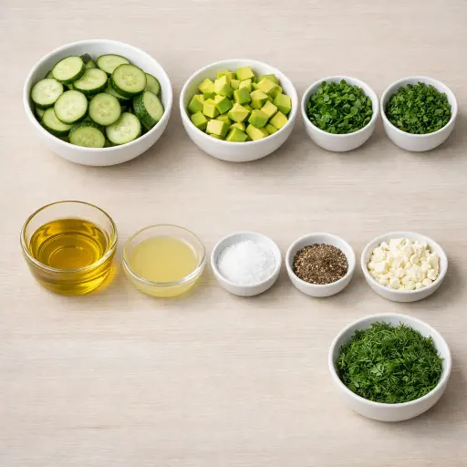 Ingredients for Cucumber & Avocado Herb Salad