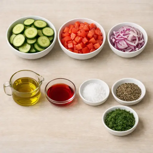 Ingredients for Cucumber and Tomato Salad