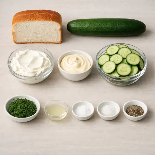 Ingredients for Cucumber Finger Sandwiches