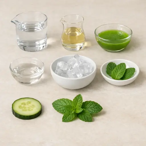 Ingredients for Cucumber Mint Vodka Martini