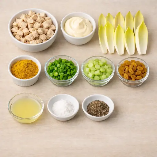 Ingredients for Curried Chicken Salad on Endive
