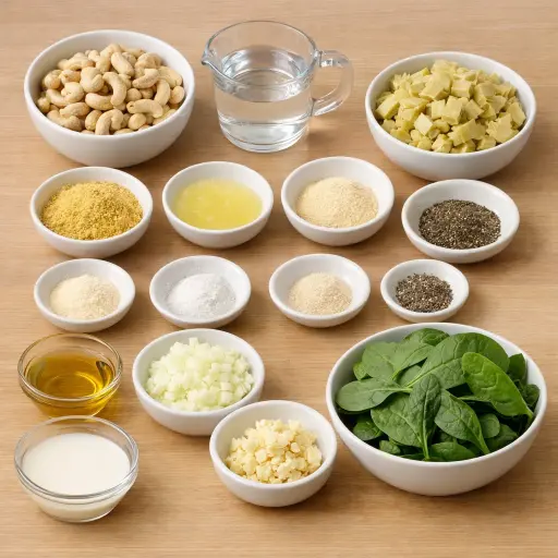 Ingredients for Dairy-Free Spinach and Artichoke Dip