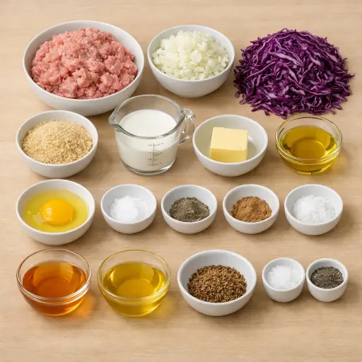 Ingredients for Danish Frikadeller with Red Cabbage