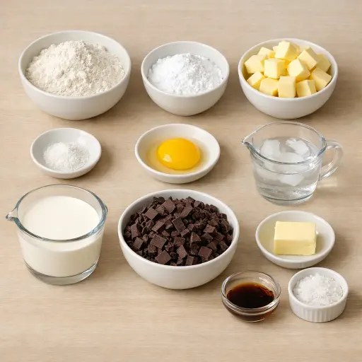 Ingredients for Dark Chocolate and Sea Salt Tart