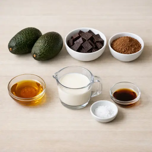 Ingredients for Dark Chocolate Avocado Mousse