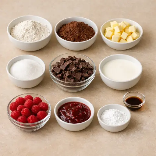 Ingredients for Dark Chocolate Raspberry Tart