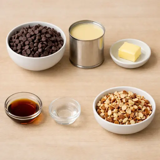 Ingredients for Decadent Chocolate Almond Fudge