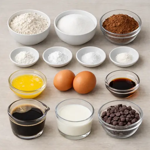 Ingredients for Decadent Chocolate Espresso Cake
