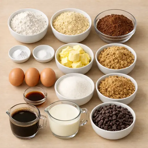 Ingredients for Decadent Dark Chocolate Almond Cake
