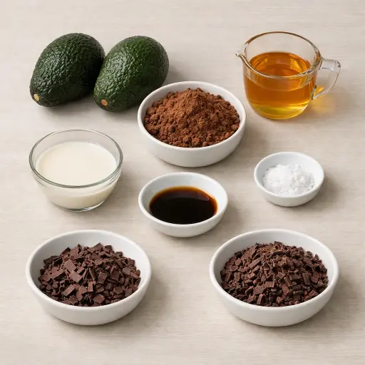 Ingredients for Decadent Dark Chocolate Avocado Mousse
