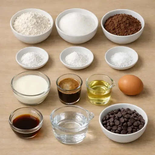 Ingredients for Decadent Dark Chocolate Espresso Cake