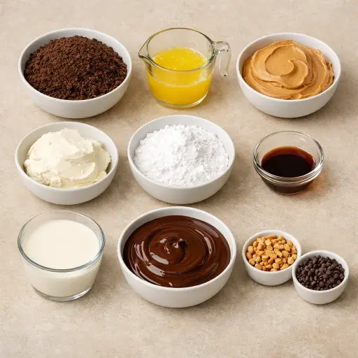 Ingredients for Decadent Dark Chocolate Peanut Butter Pie