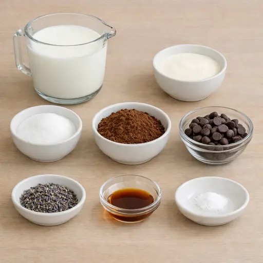 Ingredients for Decadent Lavender Hot Chocolate