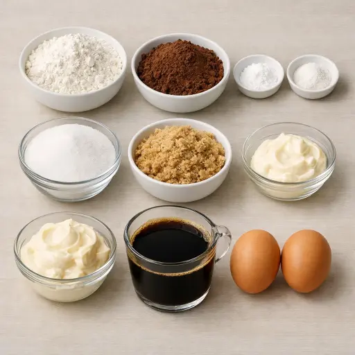 Ingredients for Decadent Mocha Mayonnaise Cake