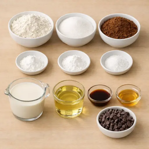 Ingredients for Decadent Vegan Chocolate Cake