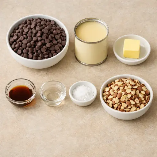 Ingredients for Double Chocolate Almond Fudge