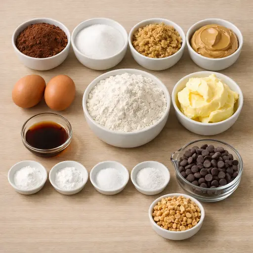 Ingredients for Double Chocolate Peanut Butter Cookies