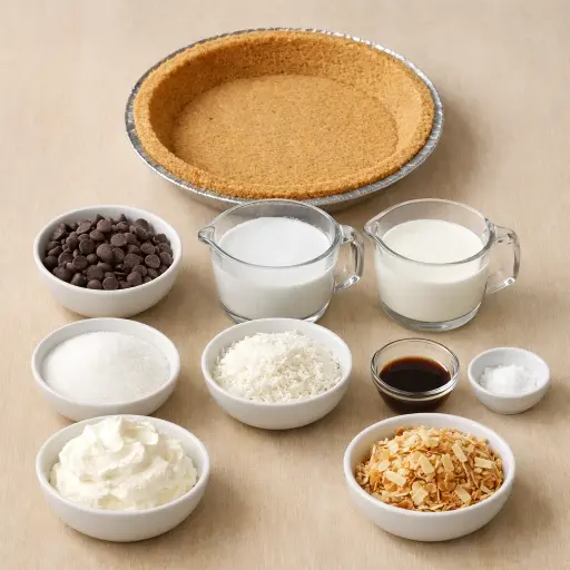 Ingredients for Dreamy Chocolate Coconut Pie