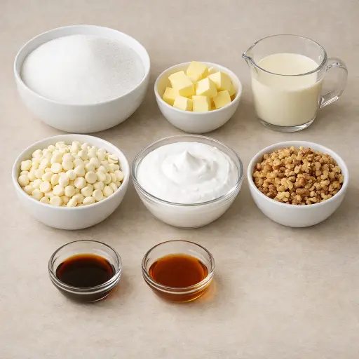 Ingredients for Dreamy Maple Walnut Fantasy Fudge