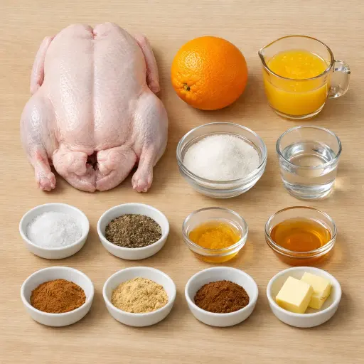 Ingredients for Duck à l'Orange with Spiced Caramel Glaze
