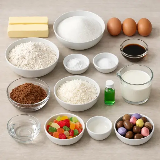 Ingredients for Easter Woodland Bunny Cake