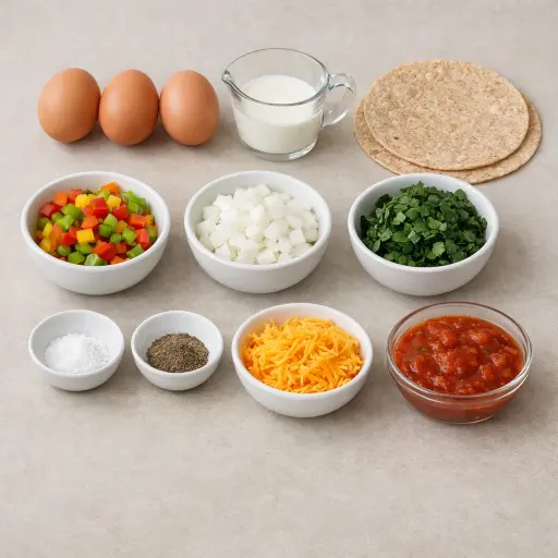 Ingredients for Egg and Veggie Breakfast Burrito