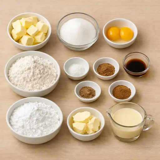 Ingredients for Eggnog Thumbprint Cookies