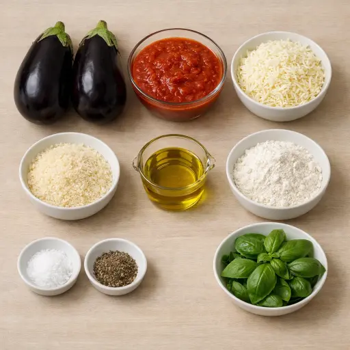 Ingredients for Eggplant Parmesan Stack